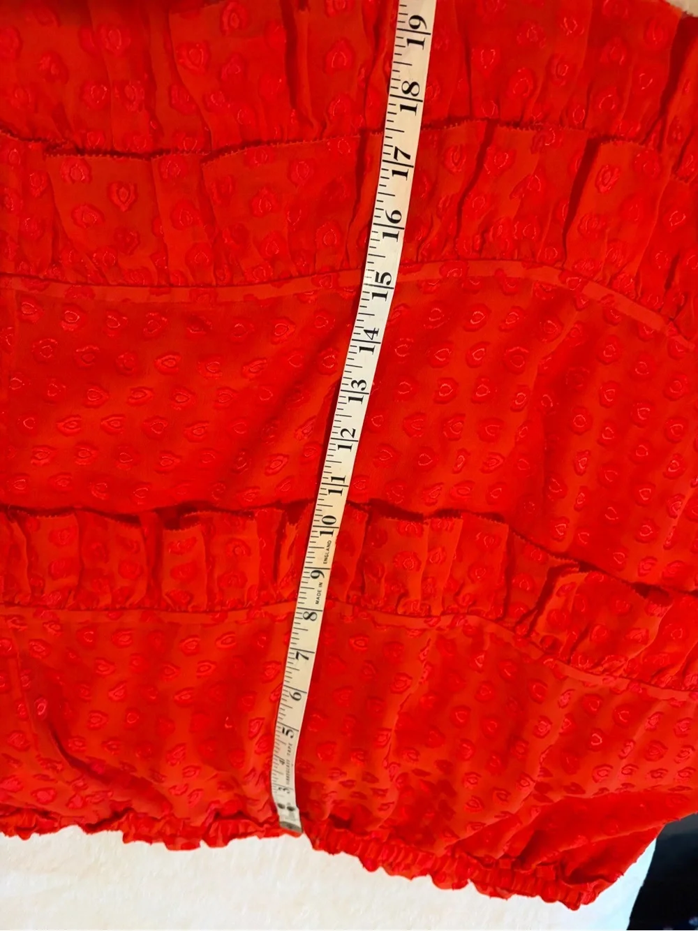 Tory Burch Red Ruffle Tiered Mini Skirt xl